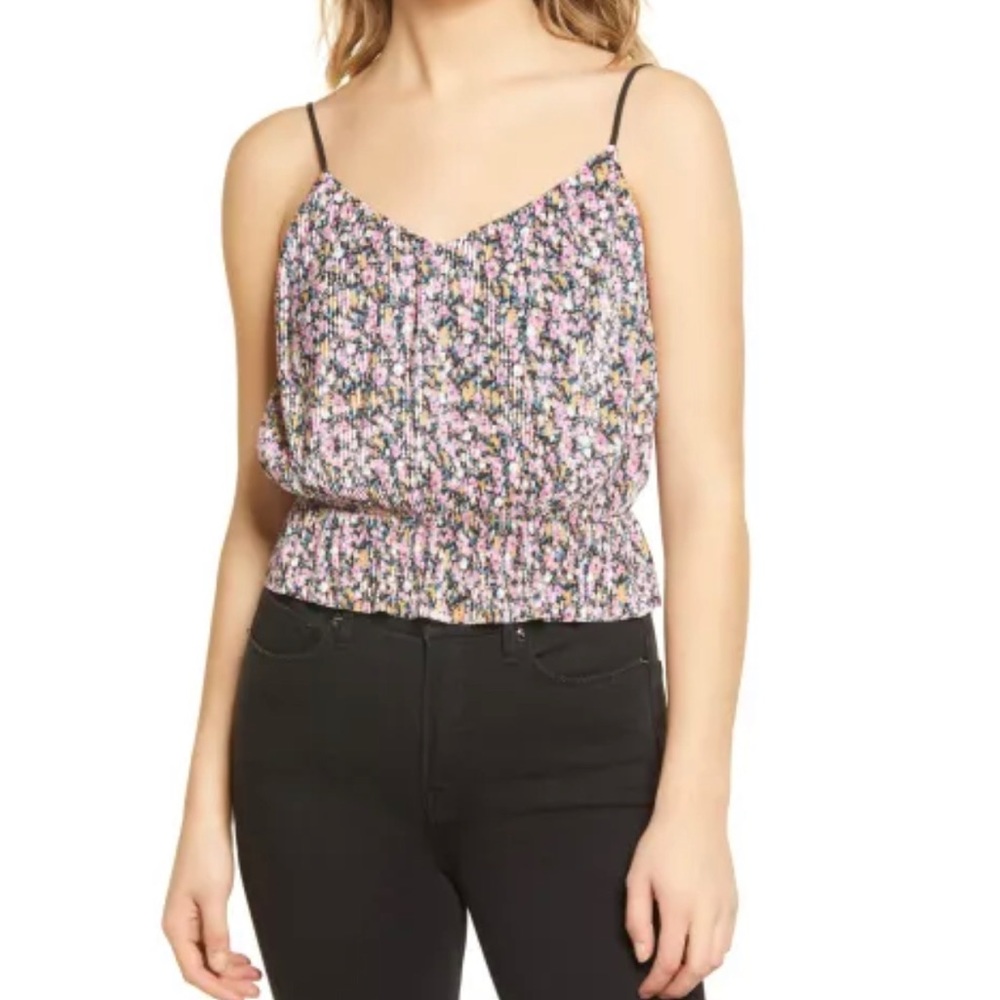 NWT WAYF floral silk peplum tank